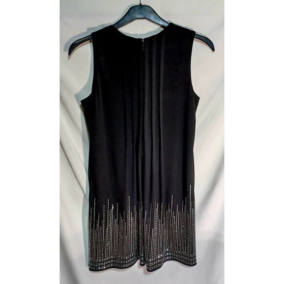 Calvin Klein Little Black Dress sz S Silver Stud Detail Lined A-line Tra… - Picture 2 of 8